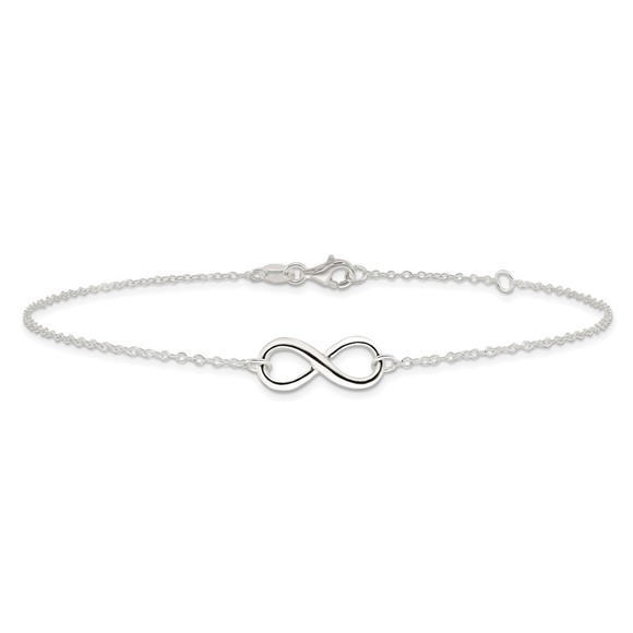 925 Sterling Silver 9" + 1in. Ext. Infinity Symbol Charm Symbol Jewelry Anklet - Picture 3 of 7